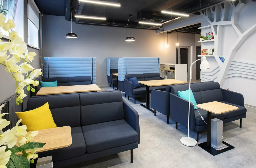Private meeting-ready space inside a flex coworking hub